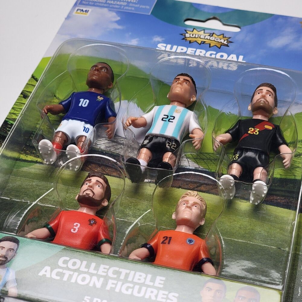Supergoal All Stars Collectible Soccer Action Figures 5-Pack NEW Mbappe Lautaro - Picture 2 of 5